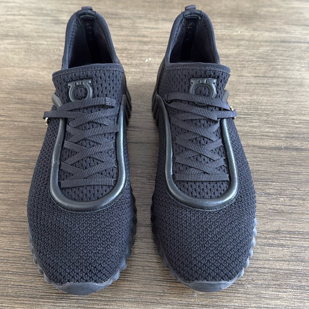 Salvatore Ferragamo Black Knit Slip-On Sneakers